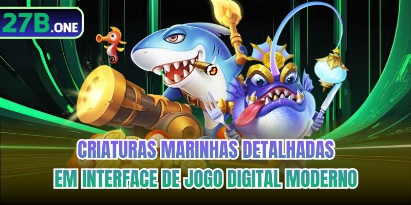 Criaturas marinhas detalhadas em interface de jogo digital moderno